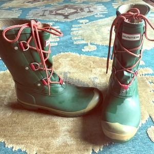 $225 Hunter Lace-Up Rubber Boots